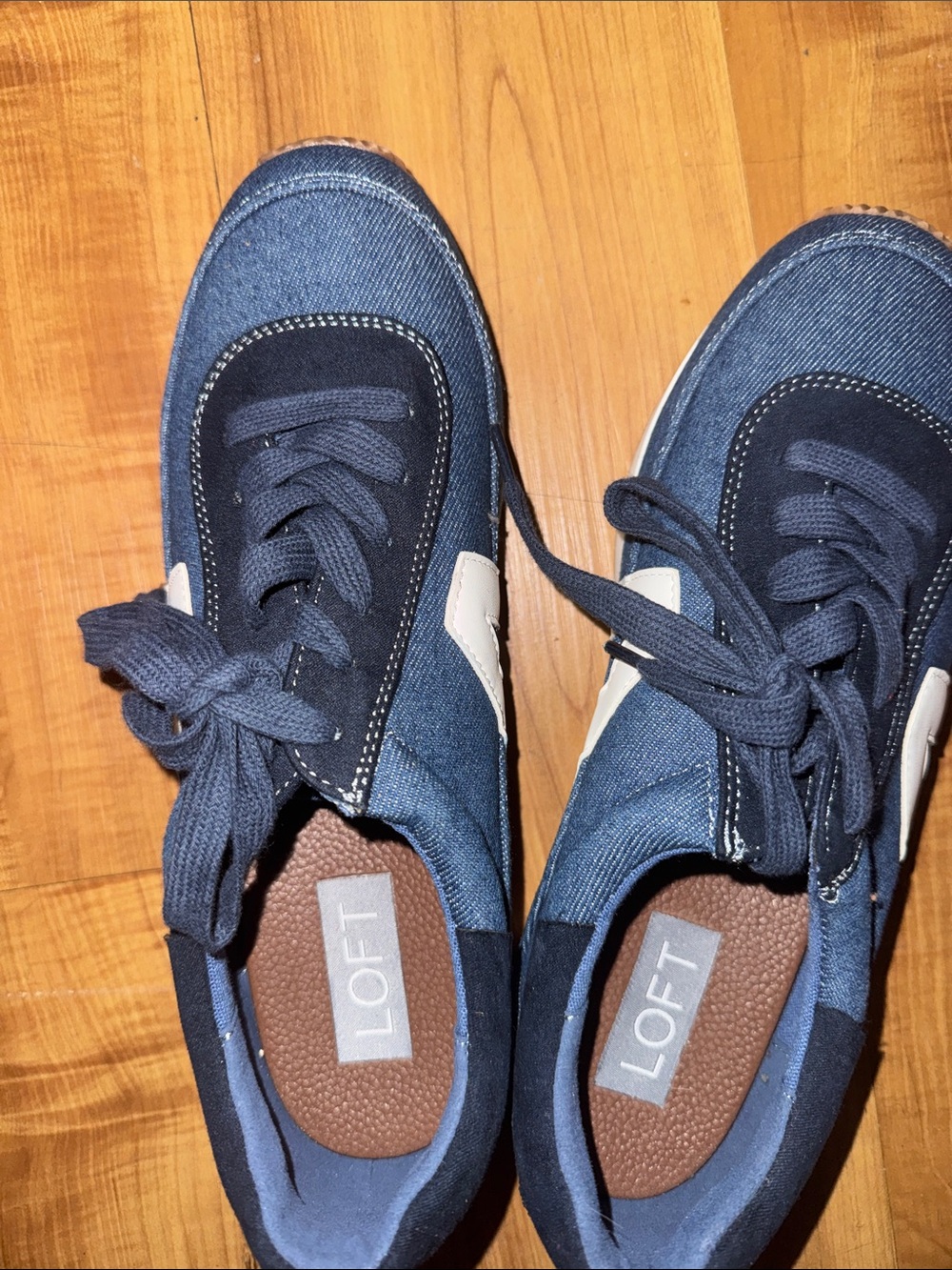 LOFT Navy and White Lace-Up Sneakers